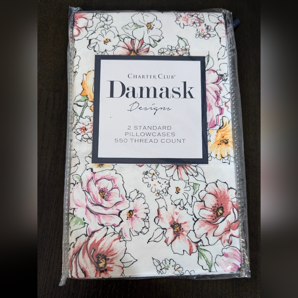 NWT CHARTER CLUB Damask Designs 2 STANDARD PILLOWCASES 550 THREAD COUNT